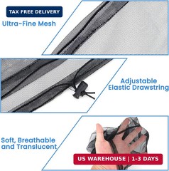 2 Pack Mosquito Head Net Bug Protection Ultra Fine Mesh Camping Hiking