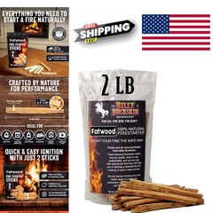 Fatwood Fire Starter Sticks 2 Pound Bag Ideal for Fireplaces and Fire Pits