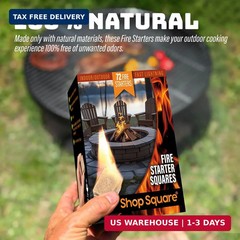 Fire Starter Squares (72 Pack) – Fire Starters for Fireplace, Grill, BBQ, Campin