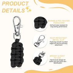 Paracord Zipper Pull, Polyester Zipper Pulls Replacement 5 Pcs & Black