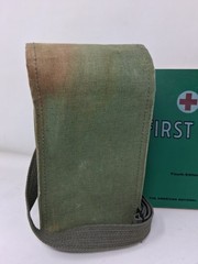 Vintage First Aid Kit Olive Drab Outdoor Jungle Survival Gear BAG + BOOK ONLY
