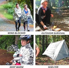 5 PACK – XXL 84″ x 64″ – Emergency Blanket Mylar Survival Reflective Foil Heat