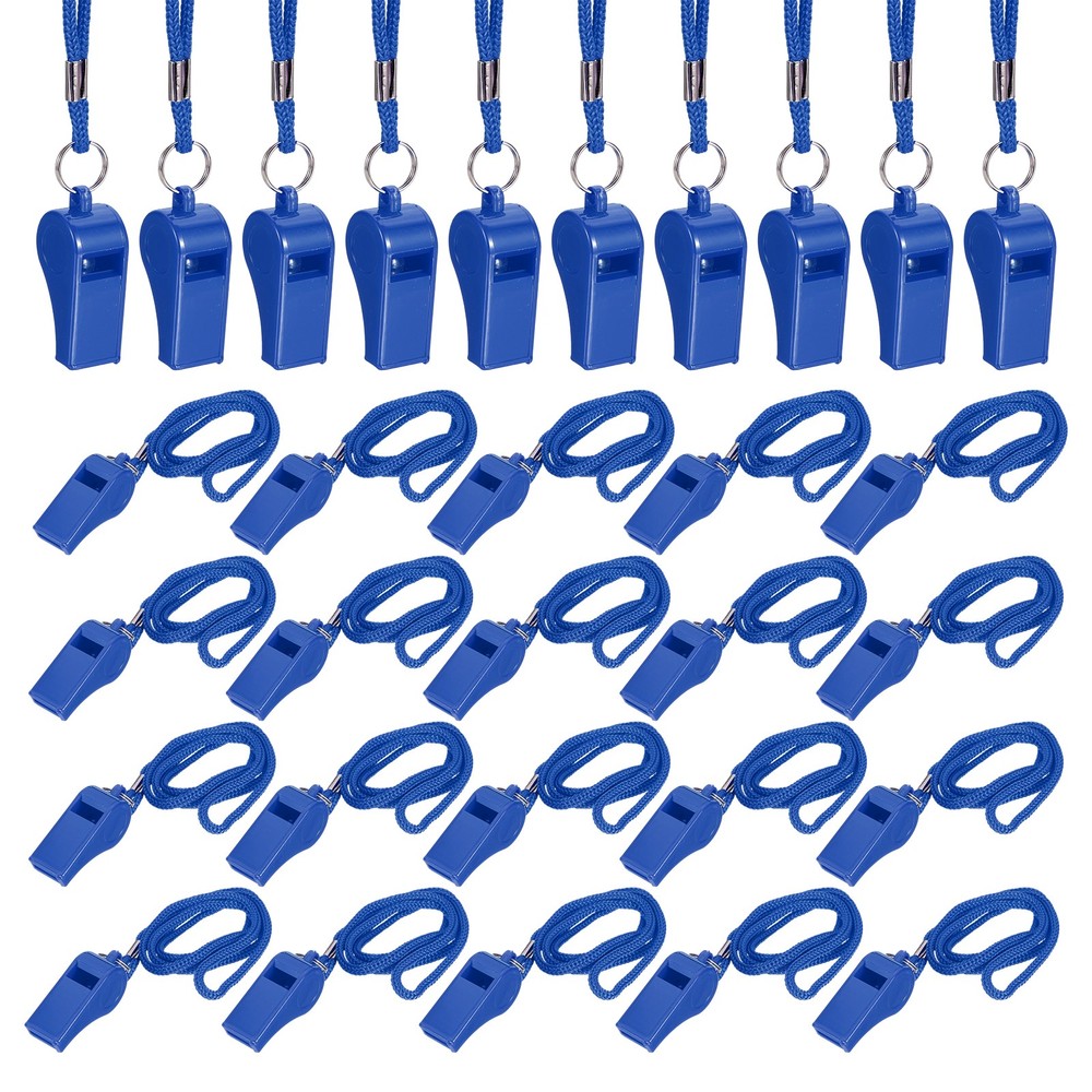 Plastic Whistles with Lanyard, 36 Pcs&Blue-Fitting for (Coaches/Referee)