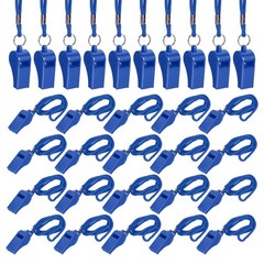 Plastic Whistles with Lanyard, 36 Pcs&Blue-Fitting for (Coaches/Referee)