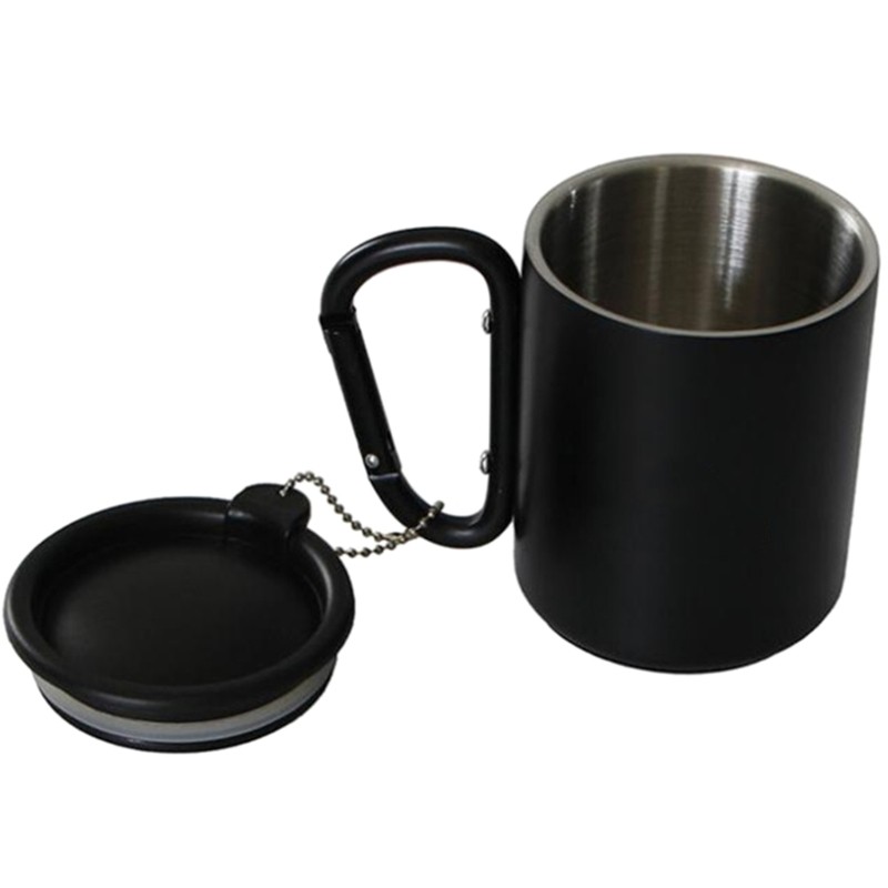 Carabiner Hook Handle Mug with Lid Outdoor Travel Coffee Mug Camping Hiking Cup