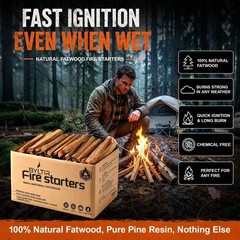 10lb Fatwood Fire Starter Sticks, Resin-Rich Pine Wood Kindling