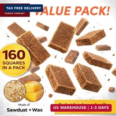 Fire Starter Squares, 160 Count, Campfire, Charcoal Grill & Wood Stove | Water-r