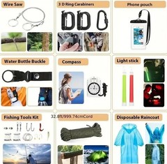 278PCS Survival Kit w/ MOLLE Bag, Tools, Tent, First Aid, Flashlight & Gear Set