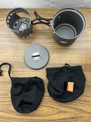 Esbit Solid Fuel Cookset ESB87013 Hard anodized aluminum construction. Open Box