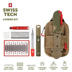 Swiss Tech 89200 Fixed Blade Kit, 6-Piece Camping Fire Starting Set, Drop-Point