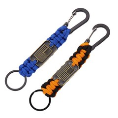 2Pcs Paracord Keychains, Paracord Keychain with USA Flag, Orange, Blue