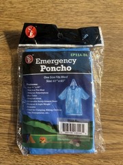 Emergency Hooded Rain Poncho Blue Poncho 61″ x 65″- One Size Fits Most