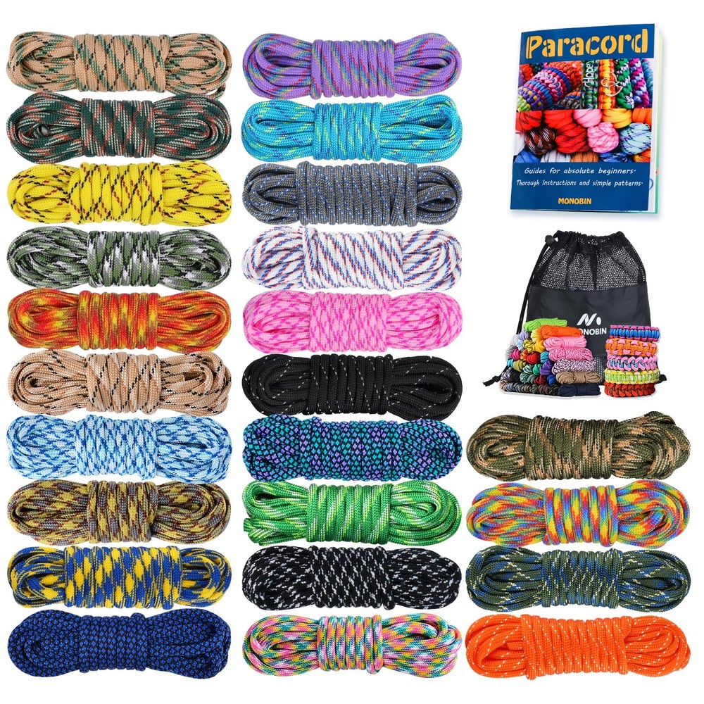 24 Colors 10ft Paracord Rope with Instruction, Paracord 550 Combo kit, Multif…