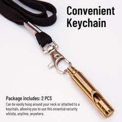 2 Pack Brass Emergency Whistles with Lanyard for Kayak Life Vest Boating