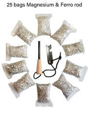 Fire Starter 25 bags Magnesium 99% Pure Ferro Rod For Camping Hiking Bushcraft