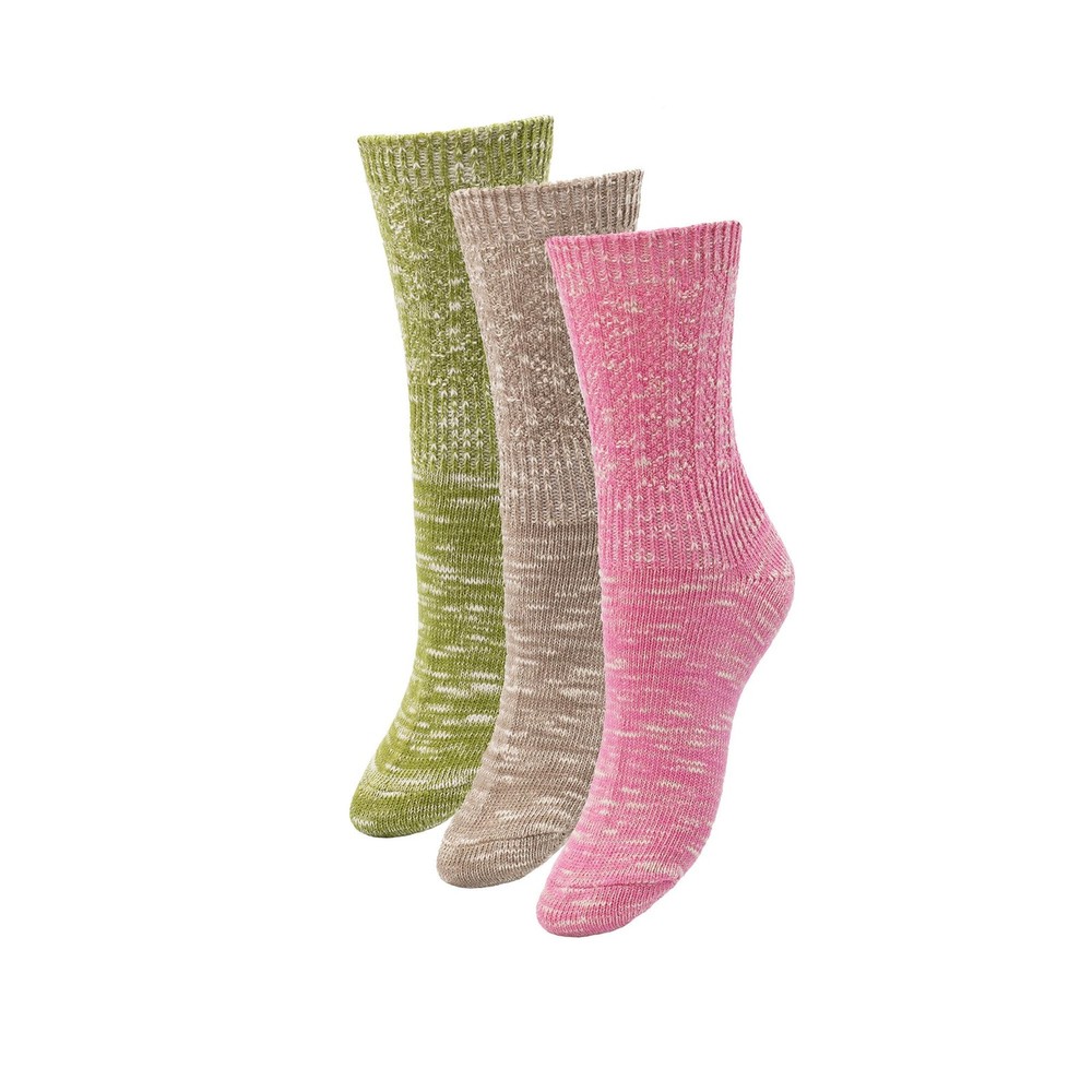 1SOCK2SOCK – Women’s Warm Fuzzy Thermal Turkish Medium, Pink-green-beige
