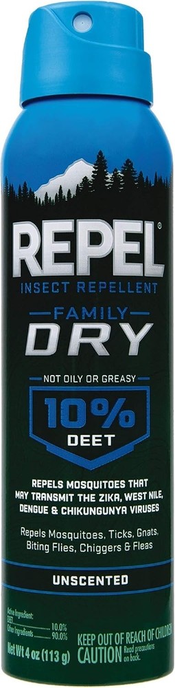 Repel – 2 PK – Insect Repellent Family Dry Aerosol Spray with 10% DEET, 4 Oz.
