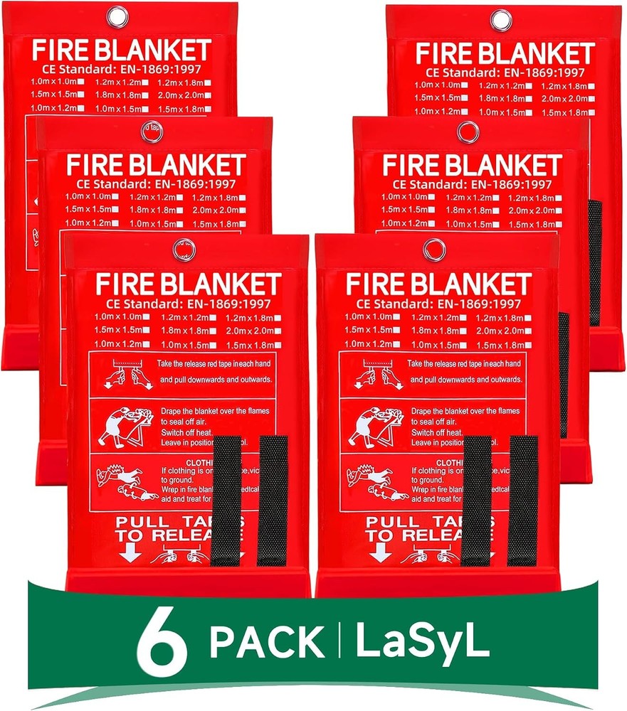 Fire Blanket 6-Pack, 40″x40″ Home/Kitchen/Car Safety, Emergency