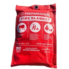 Prepared Hero Fire Blanket 39×39 Emergency Fiberglass Fire Suppression New