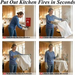 Fire Blanket Survival Cover for Kitchen – Home Safety Heat Protection for Sma…