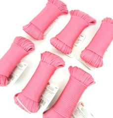 600 Feet Total Six Piece 100 foot each Case Pack PINK 550 Paracord Cord 7 Strand