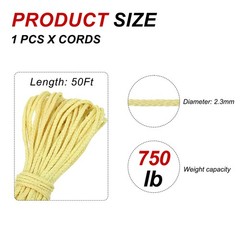 Yellow 750lb 2.3mm Diameter 50Ft Fishing Line Wind Chime String Kite Line