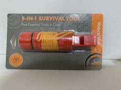 Survival Tool 5-In-1 Whistle Compass Flint Bar Signal Mirror Waterproof Case