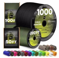 TECEUM Black Paracord 550 Lb Heavy Duty Tactical Rope Cord Camping Outdoor 100ft