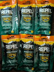 Lot of 6 Repel Insect Repellent Mosquito Wipes 30% DEET 20 Ct 5×7″ Wipes