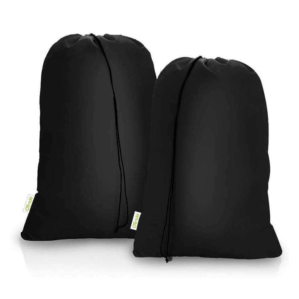 2 Pack Heavy Duty Large Laundry Bags 28 x 45 Inch Black Hamper Storage Set
