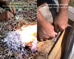 Fire Starter Kit Magnesium Shavings Ferro Rod 20 Waxed Ropes Camping Hiking