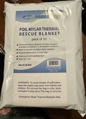 Primacare CB-6841 Emergency Foil Mylar Thermal Blanket, 82″ x 54″ (Pack of 10)