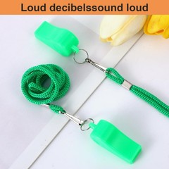2Pcs Plastic Green Sports Whistles for Coaches with Lanyard Loud Crisp Sound