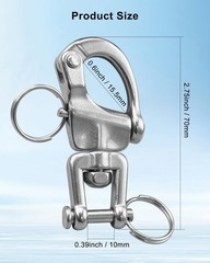 4 PCS Snap Shackle 316 Stainless Steel, Swivel Jaw Quick Release Hook, Sailin…