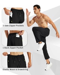 PARTICLE PLANET Men’s Lightweight Hiking Pants Quick Dry Water Large, Black
