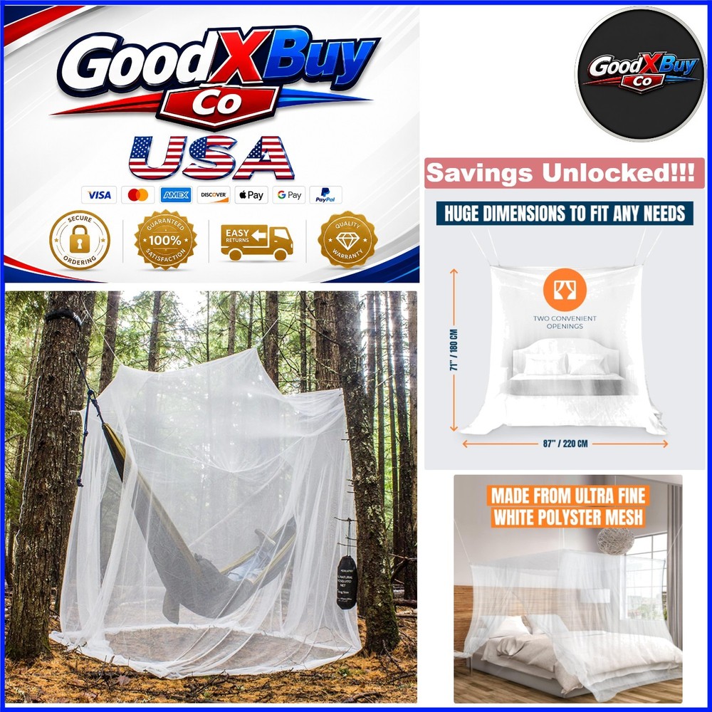 Ultra Large Mosquito Net King Size with Carry Bag Patio Camping Insect Screen