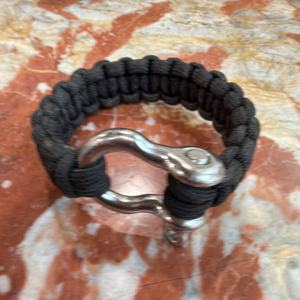 Black Adjustable Paracord Bracelet Nylon Metal for Camping Hiking Backpacking