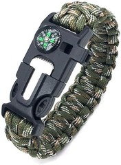 Tactical Paracord Survival Bracelet, Military Green Camo