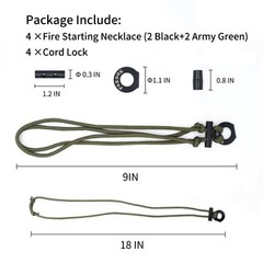 Fire Starter Necklace Survival Paracord Necklace With Flint And Steel Bushcraft