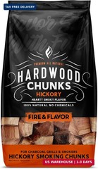 Fire & Flavor Hickory Wood Chunks for Smoking and Grilling – All-Natural, Long-L