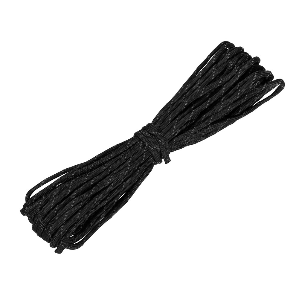 Reflective Fluorescent Paracord Rope 4mm 49 ft for Camping (Black)