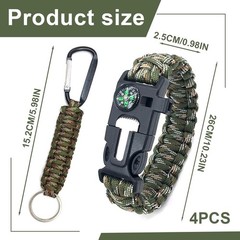 2 Pcs Survival Bracelet with Whistle Flint and Compass Multifunctional Pa…