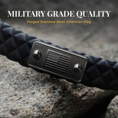 Spartan Mens Bracelet Rubber Stainless Steel Flag Magnetic Closure USA Made Gift