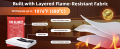 Fire Blanket 4 Pack, 40″x40″, CE Fiberglass, Home, Kitchen, RV, Grill, Safe