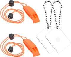 2X Survival Whistle and 2X Signal Mirror – Outdoor Survival Kit Rescue Flash