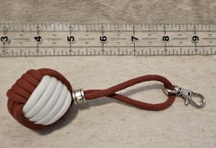 Three 1″ Monkey’s Fist Rubber Ball Combo, Twist Braid & Loop. Crimson and White