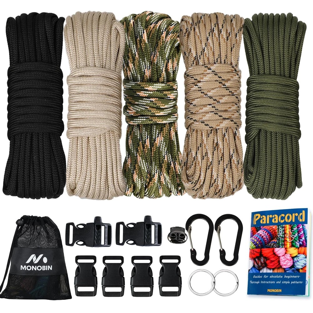 MONOBIN 550 Paracord Kits – 5Colors 20ft Parachute Cord Combo for Bracelet Ma…