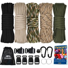 MONOBIN 550 Paracord Kits – 5Colors 20ft Parachute Cord Combo for Bracelet Ma…