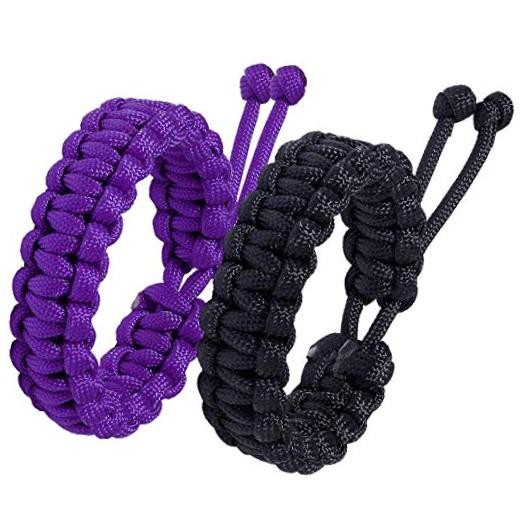 Paracord Survival Bracelets Braided Paracord Handmade Rope for black&purple