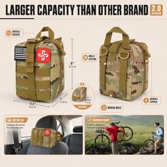 Survival Kit, 250Pcs Gear First Aid Kit with Large, B-Camo-Brown